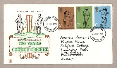 100 Years Of English Cricket - Wg . Grace Stamps On 1973 First Day Postal Cover • £3.29