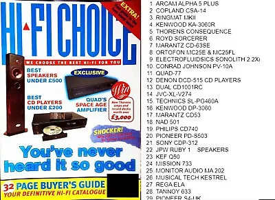 Hi-fi Choice 95 Acram Alpha 5 Plus - Copland Cas14 - Marantz Cd-63se - Quad 77 • $9.94