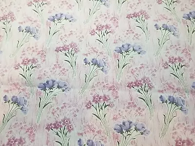 18x21  FQ Vintage Pink Daffodil Purple Lavender Tulip Cotton Quilting Fabric • $3.99