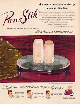 Print Ad Max Factor Pan-Stik 1948 Rita Hayworth 2-Page 2-Piece 10.5 X13.5  Each • $12