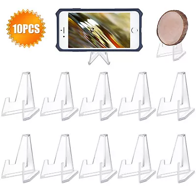 10X Coin Display Stand Large Size Clear Plastic Round Square Easel Medal Holder • $2.39