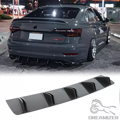 Carbon Fiber Rear Diffuser 10 Fin Bumper Splitter Spoiler For VW Jetta MK5 MK6 • $43.28