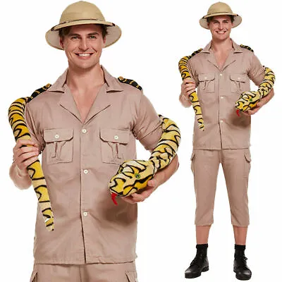 Adult Safari Explorer Costume Zoo Keeper Outfit Jungle Fancy Dress Outfit • £9.99