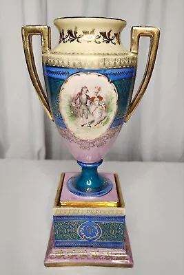 Royal Vienna Austria Hand Painted Porcelain Double Handled Signed Urn Vase 10   • $114.90