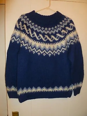 Nordic Store Reykjavik Icelandic Hand Knitted Geo Wool Pullover Sweater Size M • $89.99
