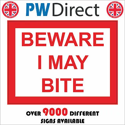 Gg028 Beware I May Bite Sign Guard House Dog Animal Pet Shop Warning Caution • £35.06