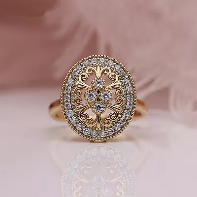 Fashion Zircon Openwork Flower Oval Engagement Ring Jewelry Gifts For Women • $9.59