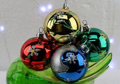 VTG Glitter Shooting Stars Flowers Mercury Glass Christmas Ornaments MCM Xmas • $40