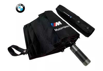 BMW Folding Umbrella Compact Premium Quality Automatic Car Brand Black Brolly • $37.21