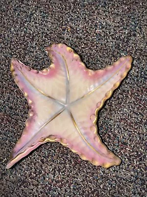 Vintage Starfish Porcelain Opalescent  Dish Ruffled Edges Gold Accents  • $9.99