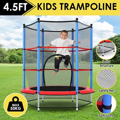 $999.99 • Buy 4.5ft Kids Upgrade Trampoline Round Trampolines Enclosure Safety Net OutdoorBlue