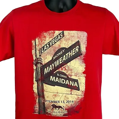 Floyd Mayweather Marcos Maidana T Shirt Medium Boxing Boxer The Moment Mens Red • $19.99