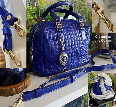 VERSACE Vanitas DEMETRA Micro MEDIUM Barocco Quilted BLUE Embroidered Handbag • $938.44