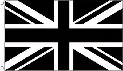 Black And White Union Jack Flag 3' X 2' Sport Team Club 90cm By 60cm 3ft By 2ft • £5.50