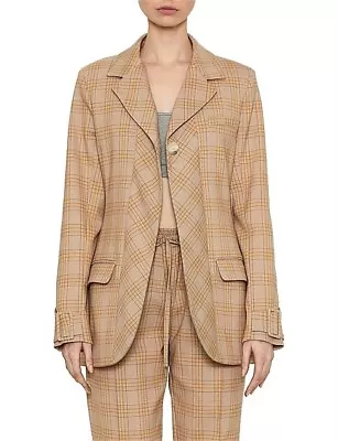 Viktoria & Woods Willpower Blazer Jacket Ochre Check Size 00 / 6 - 8 Au RRP$550 • $249