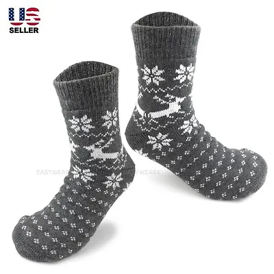 Mens Winter Thermal Thick Knit Soft Cushioned Slipper Socks Knitted House 9-13 • $7.95