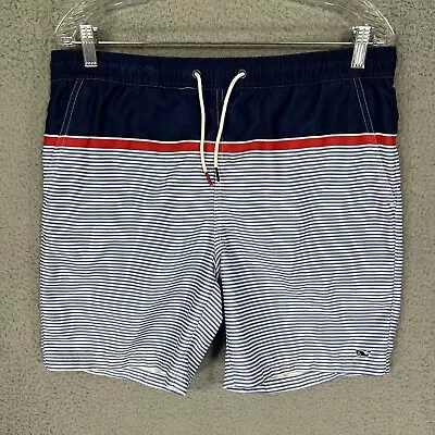 Vineyard Vines Swim Trunks Mens Small Blue White Striped Mesh Lined Drawstring • $24.87