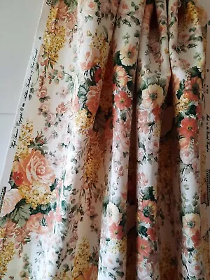 SANDERSON “HIGH SUMMER’ VINTAGE CURTAIN / FURNISHING FABRIC 2.75Mts Cabbage Rose • £75