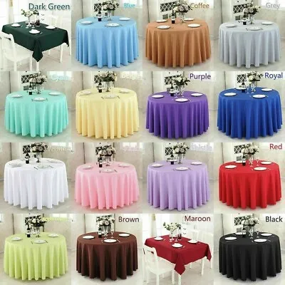 Plain Tablecloth Table Cover Cloth Banquet Wedding Party Rectangle Round Fabric • $32.66