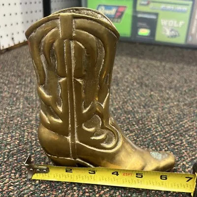 Vintage Brass Cowboy Boot With Spur Western Decor Heavy • $9.99