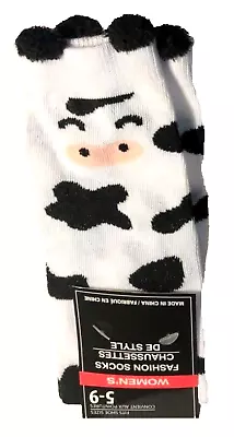 New Funky Novelty COW PRINT CREW SOCKS Fun Cowgirl Farmer Birthday Costume Party • $5.97