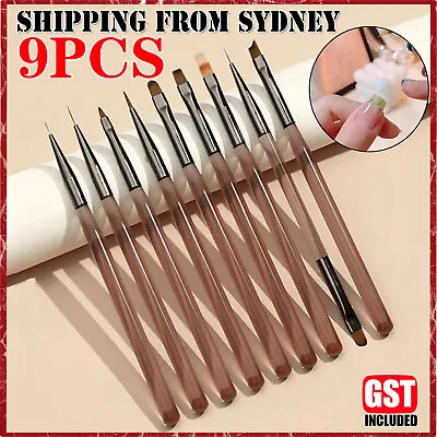 9x Acrylic Nail Art Brush Pen UV Gel Painting Drawing Liner Polish Brushes Tool • $5.65