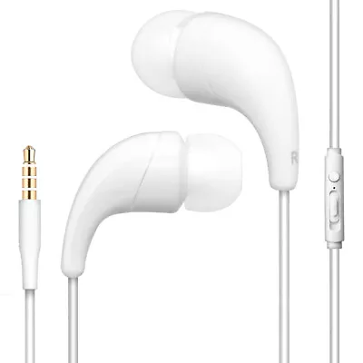 White Color 3.5mm Earphones Remote Control W/ Mic Handsfree Stereo Headset • $8.80