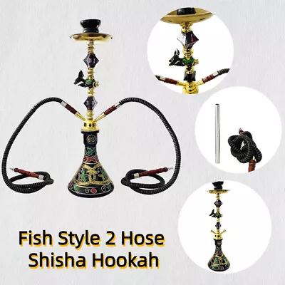 Fish Style 2 Hose Shisha Hookah Traditional Collectible Gift Glass Handmade Set • $99.86