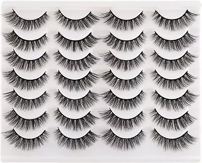 Newcally False Eyelashes Natural 3D Lashes Cat Eye Look Faux Mink Lashes Fluffy • £12.89