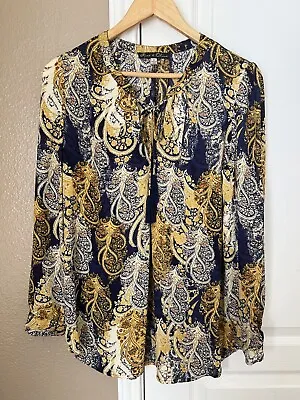 Rose & Olive Women’s Tunic Top V-neck Blouse Boho Colorful Paisley Size M • £19.27