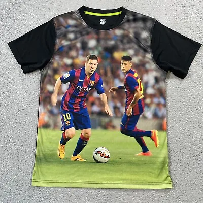 FC Barcelona Mens Medium #10 Messi Graphic T-Shirt Shirt Player In Motion • $18.50