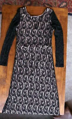 £7.99 • Buy Long Black Lace Floor Length Dress--UK Size 14