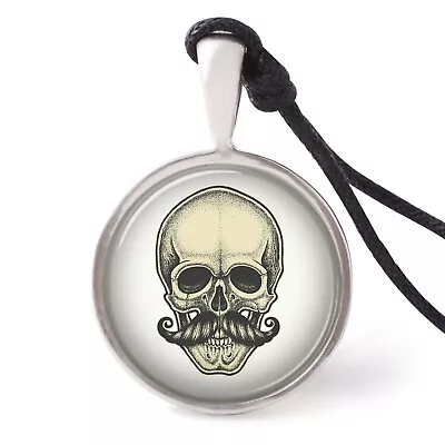 Skull & Mustache Necklace Pendants Pewter Silver Jewelry Jewelry JNP • $9.99