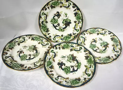 VHTF SET/4 MASON'S CHARTREUSE Ironstone 5 3/4  BREAD & BUTTER PLATES - TOP COND. • $114.77