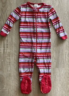 Baby Gap Vintage 2002 Pink Stripe Footed Zip Pajamas Sz 12-18m Cotton Grippers • $9.99