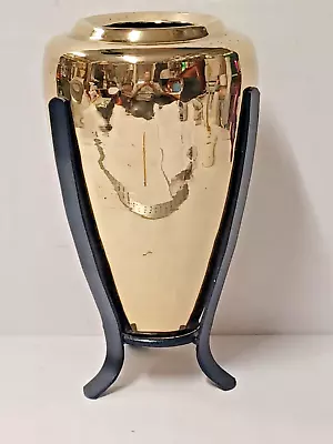 Hand Crafted Solid Brass Urn Vase Arts & Crafts Or Deco Style  W/Stand-10  • $23.92