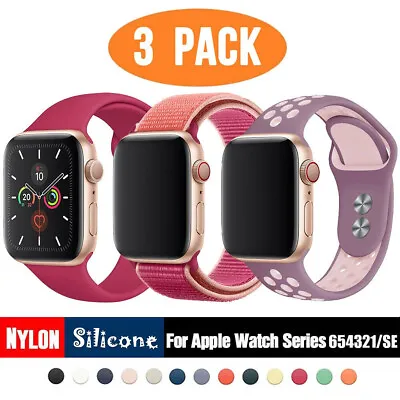 $11.99 • Buy 3 PACK Silicone Sport Band Nylon Strap For Apple Watch 8 7 6 5 IWatch SE 49 45mm
