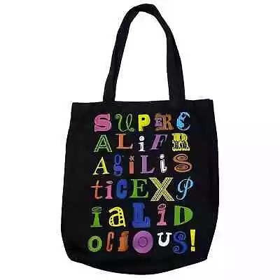 Supercalifragilisticexpialidocious Mary Poppins Black Tote Shoulder Bag • $19.49