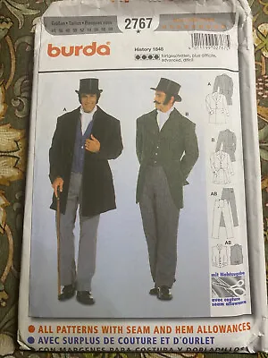 Burda 2767 Men's Sz 34 To 50 UNCUT Historic Frock Coat Paper Sewing Pattern • $11.99