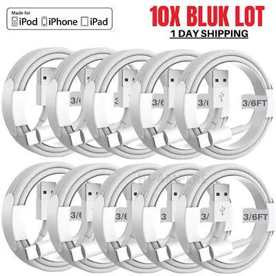 10X Bulk Lot USB Fast Charger Cable For IPhone 13 12 11 8 7 6 5 SE Charging Cord • $25.69