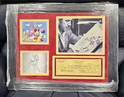 Walter E. Disney Signed Check Jul 24 1961 Framed W/Photos 16X20 JSA • $8500