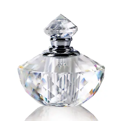 H&D Crystal Glass Art Deco Vintage Style Perfume Bottles Empty Glass Refillable  • $14.72