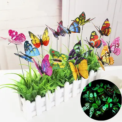 50X Luminous Butterflies Stakes Ornaments Garden Patio On Sticks Home Decor UK • £6.39