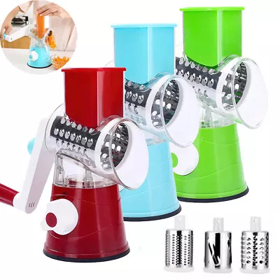 Manual Rotary Vegetable Slicer Cutter Kitchen Cheese Grater Chopper Grinder • £8.55