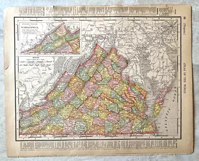 1904 Map Virginia & Washington DC By Rand McNally & Co. • $15.10