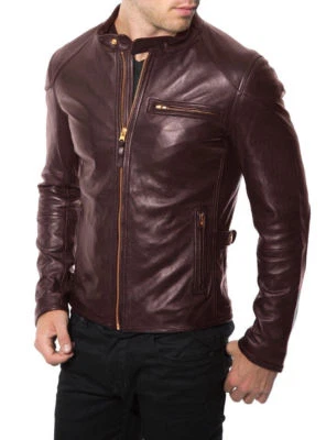 $134.99 • Buy Men's Genuine Lambskin Leather Jacket Bomber Biker Motorcycle Slim Fit Soft Coat