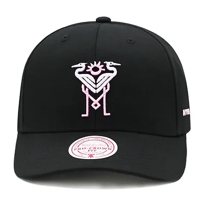 Mitchell & Ness Inter Miami MLS Low Profile Precurved Snapback Hat Cap - Black • $37.90