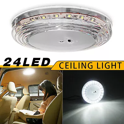 12V Roof Ceiling Interior LED Light Camper Van Bus Boat Caravan Dome Lamp White • £9.49