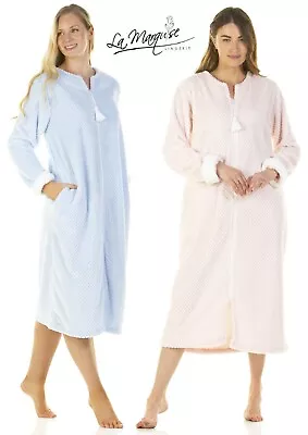 LADIES ZIP La MARQUISE Notting Hill Supersoft Honeycomb Fleece  DRESSNG GOWN • £29.95