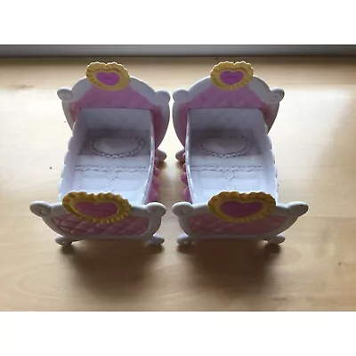 My Little Pony Doll Crib Cradle Baby Bed Hasbro Pink White Hearts 2008 PAIR • $6